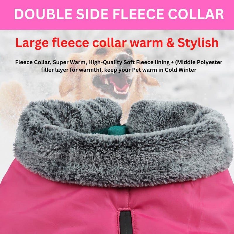 Western Era Windproof Dog Winter Fur Coat, Waterproof Dog Jacket, Warm Dog Vest, Cold Weather Pet Apparel with 2 Layers Fleece Lined for Small Medium Large Dogs (Pink) (Small - 12 inch) - Image 4