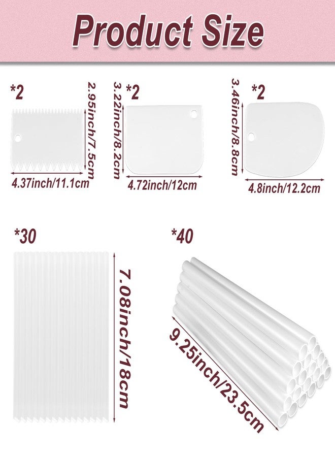 PKEAFC 86Pcs Cake Tier Stacking Kit - 10Pcs Clear Separator Plates (4, 6, 8, 10, 12 Inch) with 40 Support Rods, 30 Plastic Cake Dowel Set & 3 Scrapers for 4 to 12'' Cakes - Image 3