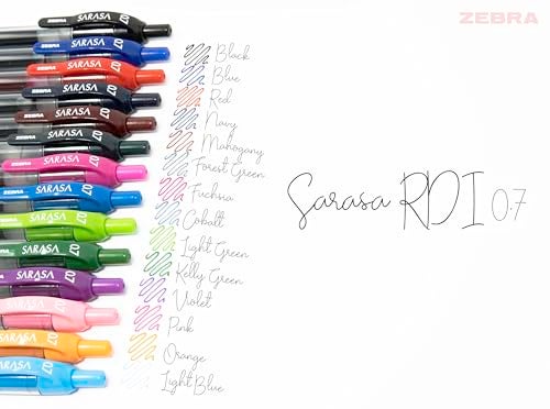 Zebra Pen Sarasa Dry X20 Retractable Gel Pens, 0.7mm Medium Point, Assorted Ink Colors with Rapid Dry Ink Technology, Ideal for Office Supplies and School Supplies, 14-Pack (46824) - Image 3