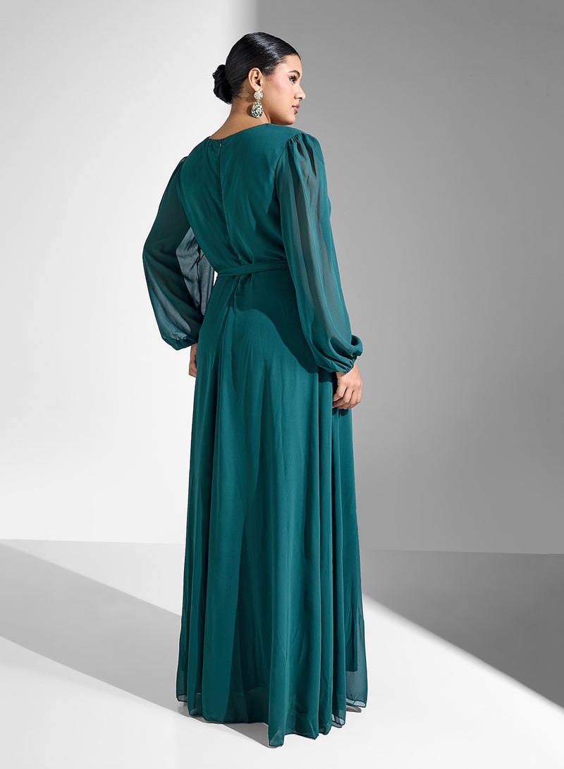 Khizana Emerald Ruffle Maxi Dress - Image 2