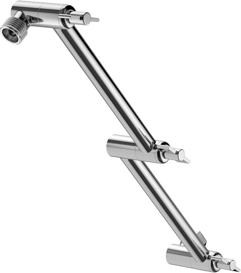 Lordear Shower Extension Arm 16 Inch,Foldable Shower Head Extension Chrome,Adjustable Height Angle,Solid Stainless Steel Shower Extender Arm for Rain Shower Head With Universal Connection - Image 1