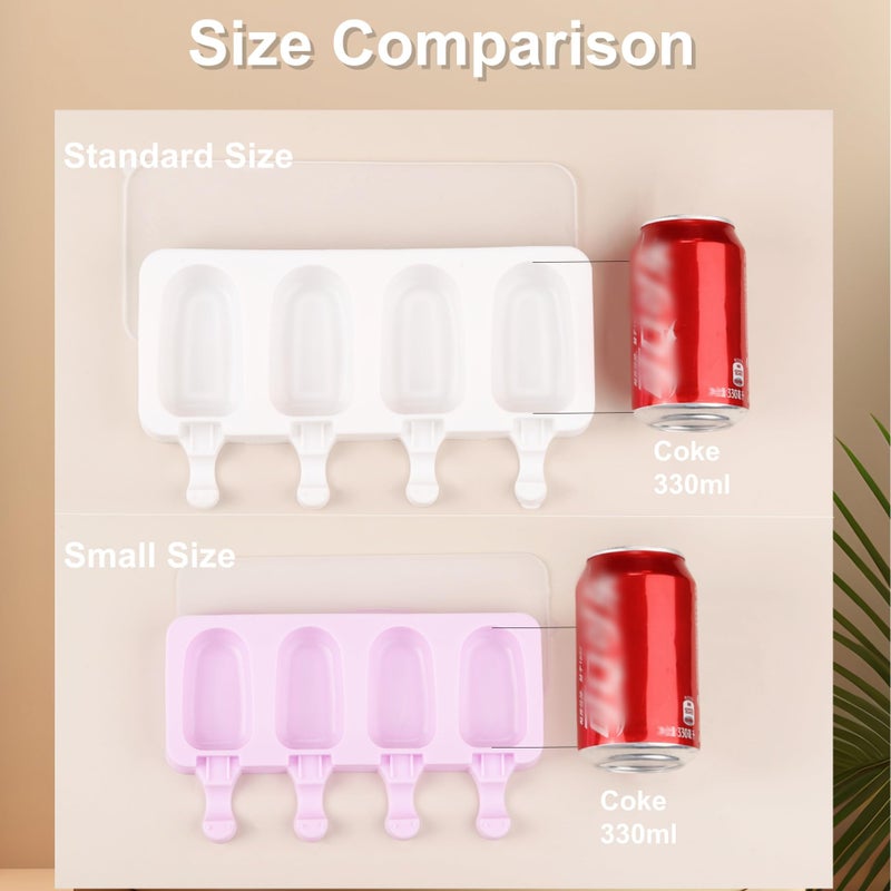 BTYMS 3 Set Small Popsicles Molds with Lids and 100 Pieces Wooden Popsicles Sticks, 4 Cavities Silicone Ice Cream Molds for Making Cakesicles, Cake Pops, Ice Cream - BPA Free - Image 3