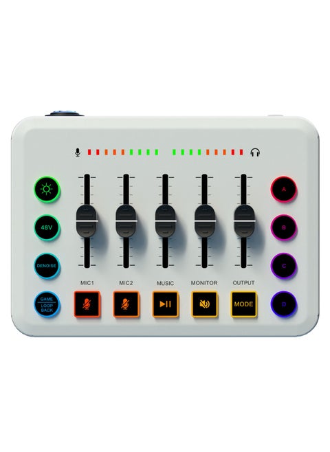 Gaming Audio Mixer, Audio Mixer for Streaming, Streaming RGB PC Mixer with XLR Microphone Interface, Volume Fader, 48V Phantom Power, for Podcast/Recording/Game Voice/Youtube/TikTok/Vocal