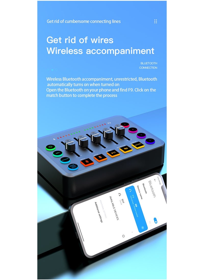 Generic - Gaming Audio Mixer, Audio Mixer for Streaming, Streaming RGB PC Mixer with XLR Microphone Interface, Volume Fader, 48V Phantom Power, for Podcast/Recording/Game Voice/Youtube/TikTok/Vocal - Image 1