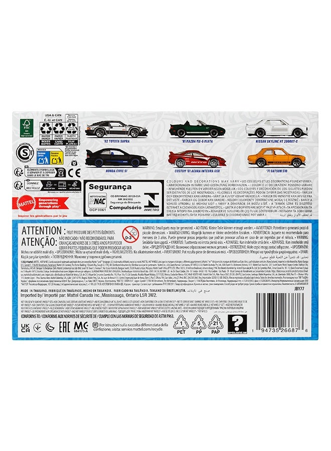 Hot Wheels سيارات لعبة مصنوعة من الصب بقيمة 1:64، مجموعة من 6 مركبات يابانية (قد تختلف الأنماط) - Image 5