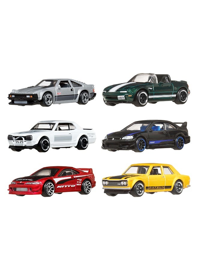 Hot Wheels سيارات لعبة مصنوعة من الصب بقيمة 1:64، مجموعة من 6 مركبات يابانية (قد تختلف الأنماط) - Image 4