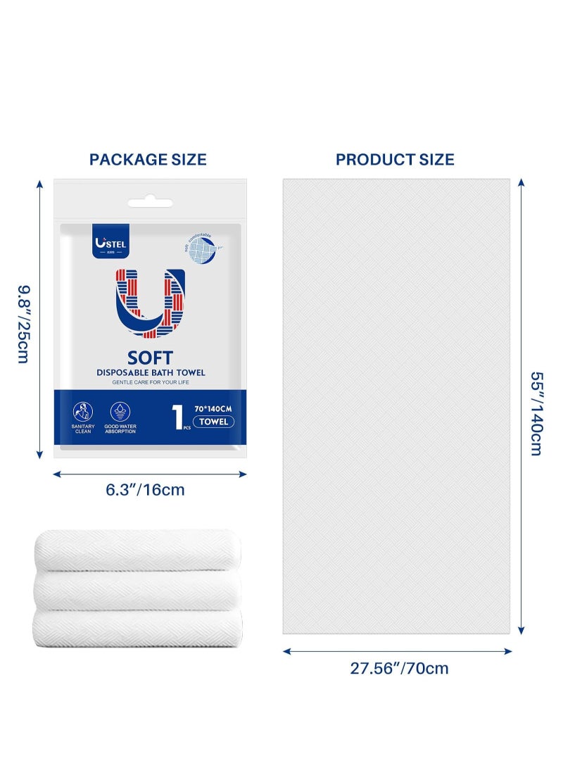 KASTWAVE Premium Disposable Bath Towels, Disposable Bath Towels Portable Soft Towel Set for Hotel, Bathroom, Spa, Trip, Camping Highly Absorbent 55x27.5 Inch 4 Individually Packaged - Image 2