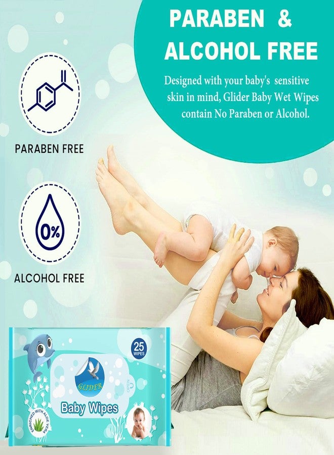 Glider Baby Wipes | 25 Wipes per Pack | Gentle & Ultra-Soft with 98% Water, Aloe Vera & Vitamin E | (Pack of 3 - 75 Wipes) - Image 3