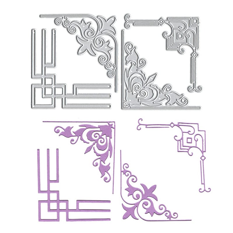 4 PCS Window Frame Metal Cutting Dies Square Flower Metal Dies for Card Making Dies Templates Embossing Mould DIY Stencils Scrapbooking Craft Album Paper Card Decor
