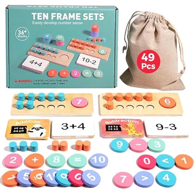MATH MANIPULATIVES – WOODEN COUNTING PEG BOARD 3+ PRESCHOOL LEARNING TOY MONTESSORI GAMES FOR BOY GIRL BIRTHDAY GIFT WOOD KIT TODDLER EDUCATIONAL GIFTS KINDERGARTEN TOYS HOMESCHOOL GAME - Image 1