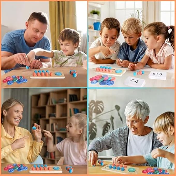MATH MANIPULATIVES – WOODEN COUNTING PEG BOARD 3+ PRESCHOOL LEARNING TOY MONTESSORI GAMES FOR BOY GIRL BIRTHDAY GIFT WOOD KIT TODDLER EDUCATIONAL GIFTS KINDERGARTEN TOYS HOMESCHOOL GAME - Image 5