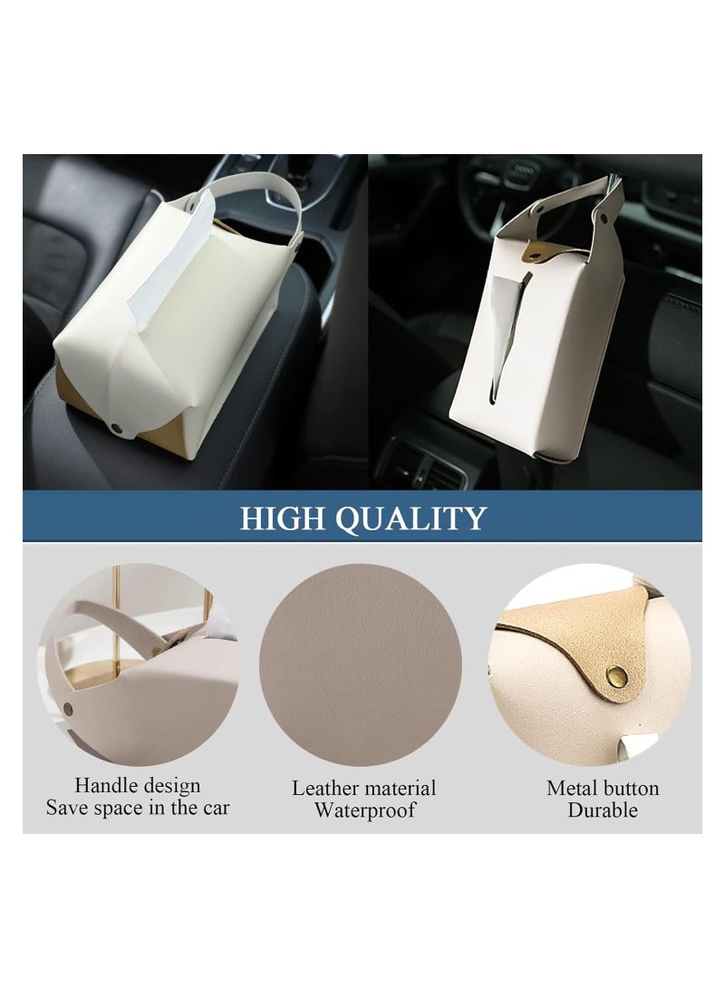 Generic Car Tissue Holder Hanging Tissue Box Holder Car Seat Leather Tissue box for Kitchen Restaurant Bedroom Dressers Nightstands Desks  - Image 4