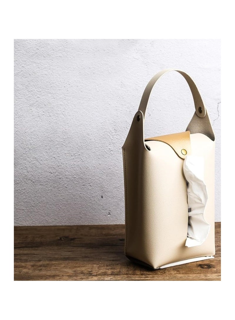 Generic Car Tissue Holder Hanging Tissue Box Holder Car Seat Leather Tissue box for Kitchen Restaurant Bedroom Dressers Nightstands Desks  - Image 3