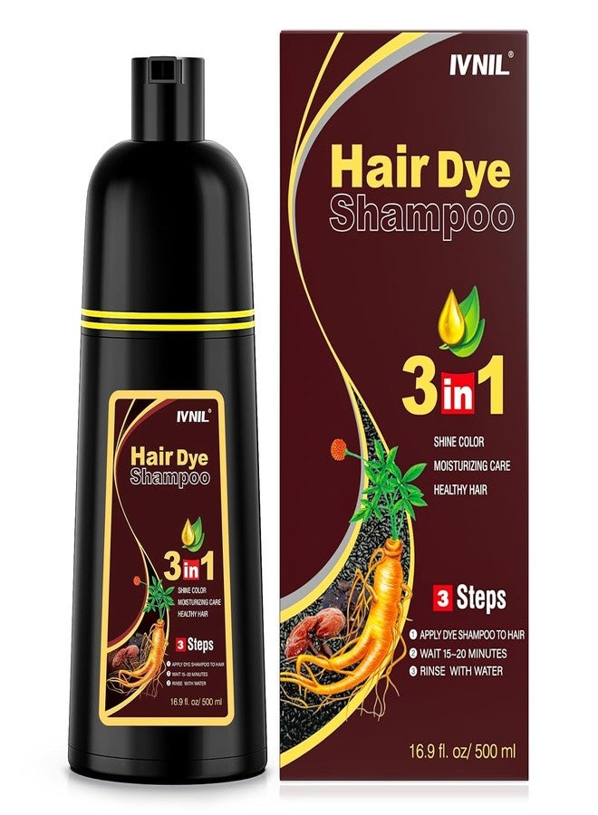 Ivnil Brown Hair Dye Shampoo Gray Hair Coverage Champu Con Tinte Para Canas Hair Color Herbal 3 in 1 Men and Women,Instant Coloring in Minutes (Brown color) - Image 1