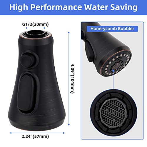 iFealClear Pull Down Kitchen Faucet Head Replacement - 3-Mode Sprayer Nozzle, Compatible with Moen, American Standard, Delta Faucets - Oil Rubbed Bronze - Image 5