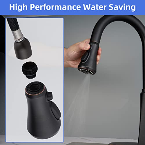 iFealClear Pull Down Kitchen Faucet Head Replacement - 3-Mode Sprayer Nozzle, Compatible with Moen, American Standard, Delta Faucets - Oil Rubbed Bronze - Image 4