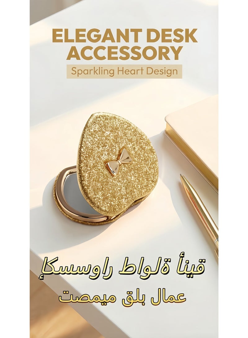 7.5x7cm Travel Makeup / Heart Shaped Folding Double Sided Mirror 2X Magnifying No Distortion Portable Makeup Mirror for Women Girls Students - Image 4