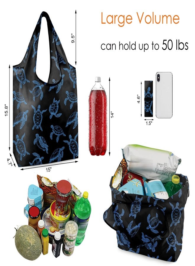 بي جرين هدايا لمحبي السلاحف البحرية من BeeGreen للنساء، أكياس بقالة قابلة لإعادة الاستخدام، أكياس تسوق، عبوة من 6 قطع، وزن 50 رطلاً، أصداف كبيرة جدًا، حورية البحر، حوت، حراشف - Image 2