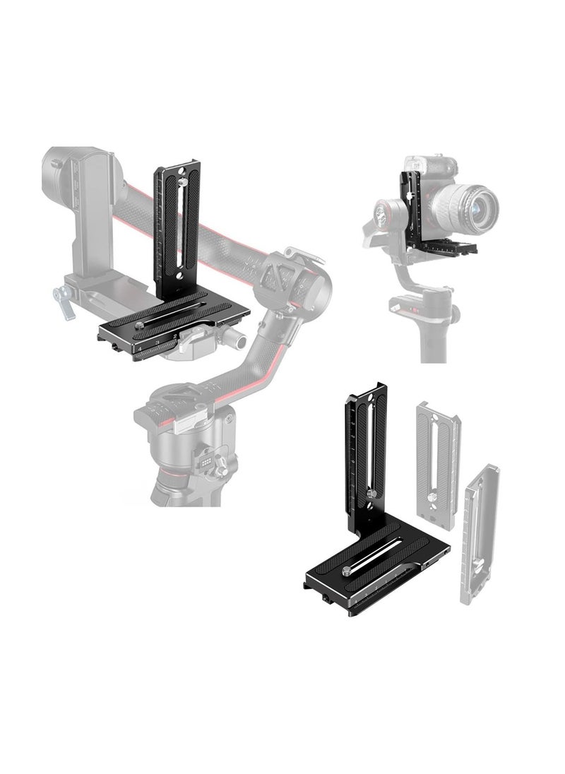 Captaintech Aluminum L Bracket Vertical Horizontal Switching Quick Release Plate for DJI Ronin RS2 RSC2 for Zhiyun Weebill-S Gimbal Stabilizer Tripod Monopod and SLRs  - Image 1