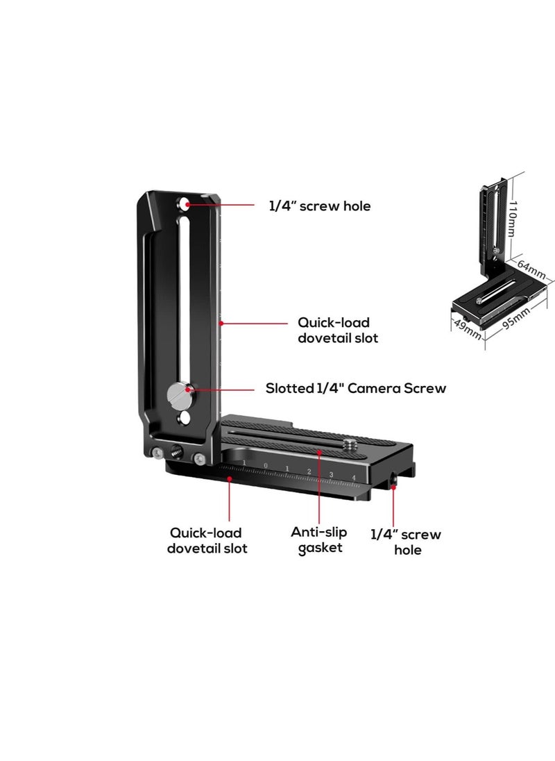 Captaintech - Aluminum L Bracket Vertical Horizontal Switching Quick Release Plate for DJI Ronin RS2 RSC2 for Zhiyun Weebill-S Gimbal Stabilizer Tripod Monopod and SLRs - Image 1