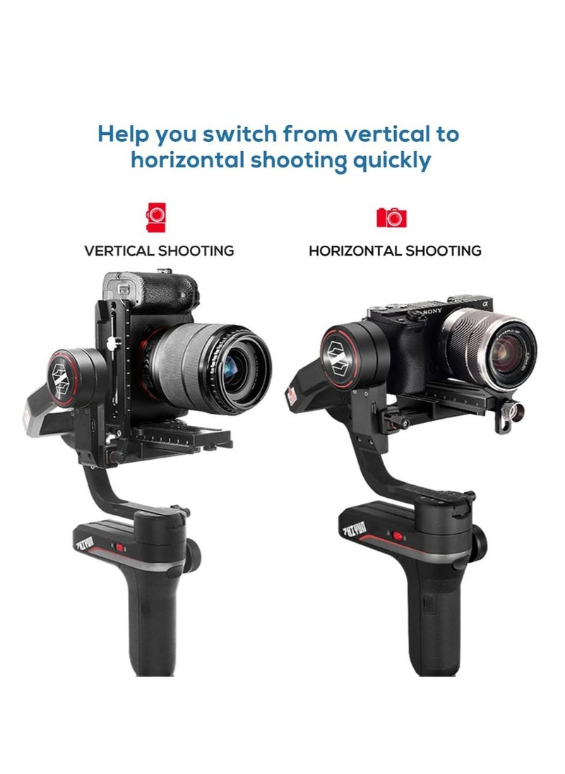 Captaintech Aluminum L Bracket Vertical Horizontal Switching Quick Release Plate for DJI Ronin RS2 RSC2 for Zhiyun Weebill-S Gimbal Stabilizer Tripod Monopod and SLRs  - Image 2