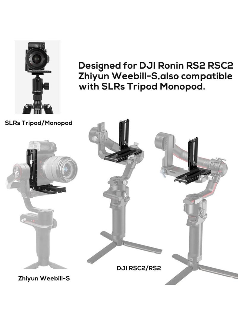 Captaintech - Aluminum L Bracket Vertical Horizontal Switching Quick Release Plate for DJI Ronin RS2 RSC2 for Zhiyun Weebill-S Gimbal Stabilizer Tripod Monopod and SLRs - Image 1