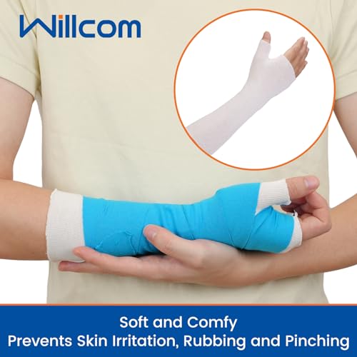 Willcom Hand Socks for Splint (Pack of 10) Wrist and Thumb Spica Wrap Liner,Arm Cast Cover Cotton Stockinette Sleeve for Under Brace for Women Men(Small,3x10.6 inch) - Image 2