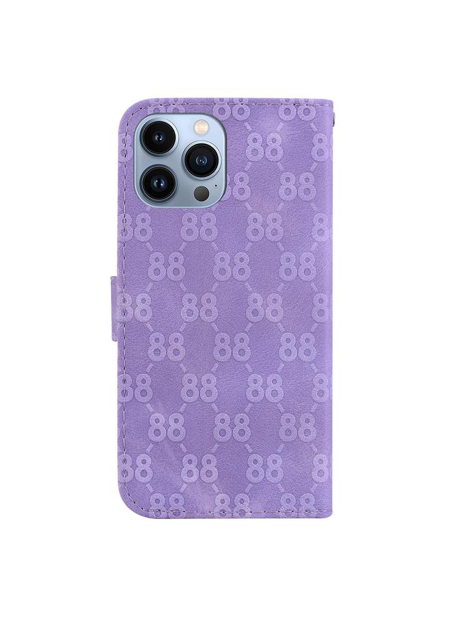 اس-توب جراب لهاتف iPhone 13 Pro Max مصنوع من الجلد المنقوش على شكل حرف 8 مزدوج - Image 3