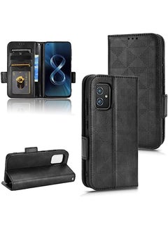 HuHa Case Cover Compatible For Asus Zenfone 8 ZS590KS Symmetrical Triangle Leather Phone Case Black