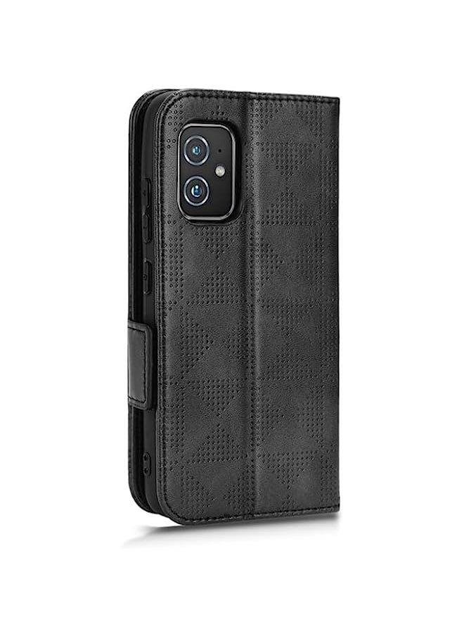 HuHa - HuHa Case Cover Compatible For Asus Zenfone 8 ZS590KS Symmetrical Triangle Leather Phone Case Black - Image 1