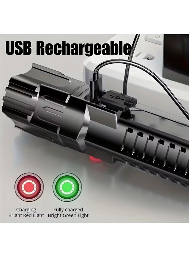 Super-Bright LED Rechargeable Flashlight, 3 Lighting Modes, High Low Strobe, 13.0 cm, USB Cable Included, Ideal for Outdoor Adventures - Image 4