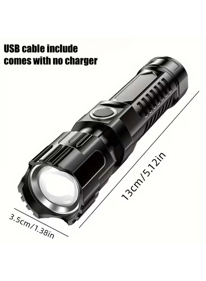 Super-Bright LED Rechargeable Flashlight, 3 Lighting Modes, High Low Strobe, 13.0 cm, USB Cable Included, Ideal for Outdoor Adventures - Image 3