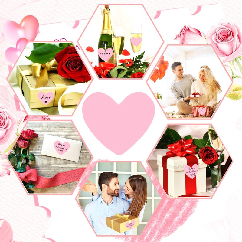 wootile Heart Shaped Color Coding Direct Thermal Labels 2'' -Valentine's Day Thermal Sticker Labels-Address Shipping Thermals Printer Stickers Personalized Stickers Label for Gift,Barcodes,Home 500Pcs - Image 2