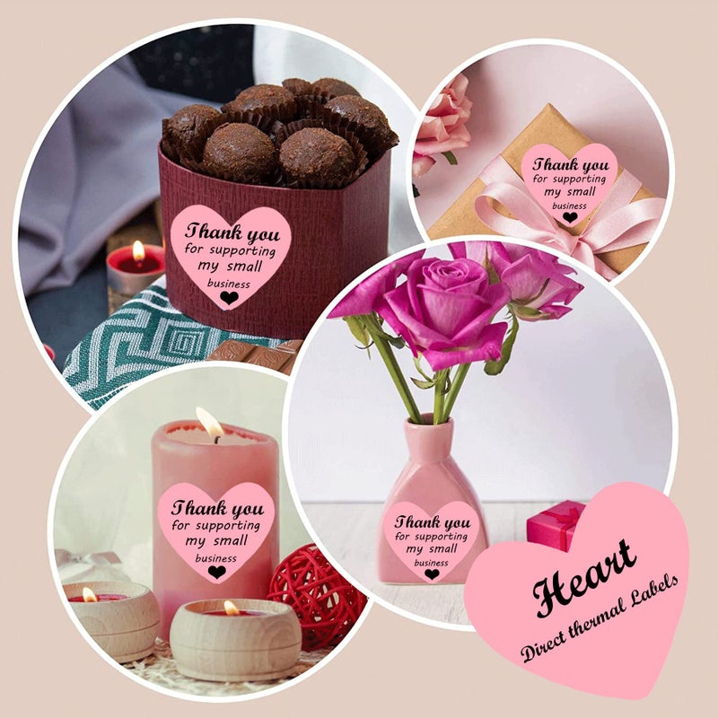 wootile Heart Shaped Color Coding Direct Thermal Labels 2'' -Valentine's Day Thermal Sticker Labels-Address Shipping Thermals Printer Stickers Personalized Stickers Label for Gift,Barcodes,Home 500Pcs - Image 4