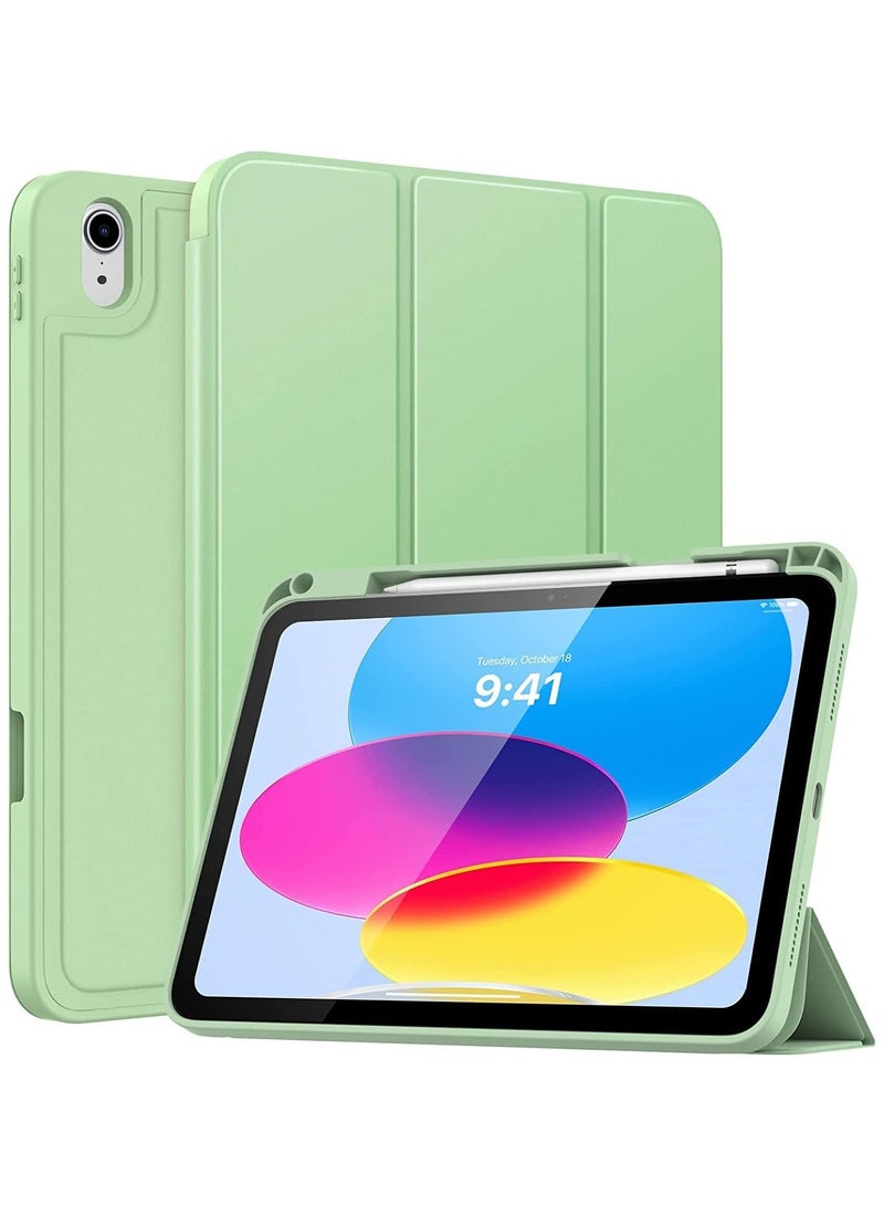 حافظة iPad Air الجيل الخامس 2022/حافظة iPad Air الجيل الرابع 2020 مقاس 10.9 بوصة حافظة ثلاثية الطي مع حامل أقلام لجهاز iPad Air 5/4 (أخضر نعناعي) - Image 1
