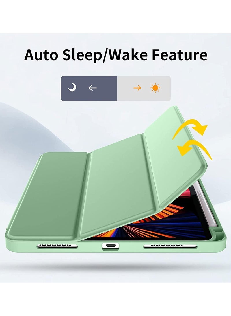 حافظة iPad Air الجيل الخامس 2022/حافظة iPad Air الجيل الرابع 2020 مقاس 10.9 بوصة حافظة ثلاثية الطي مع حامل أقلام لجهاز iPad Air 5/4 (أخضر نعناعي) - Image 4