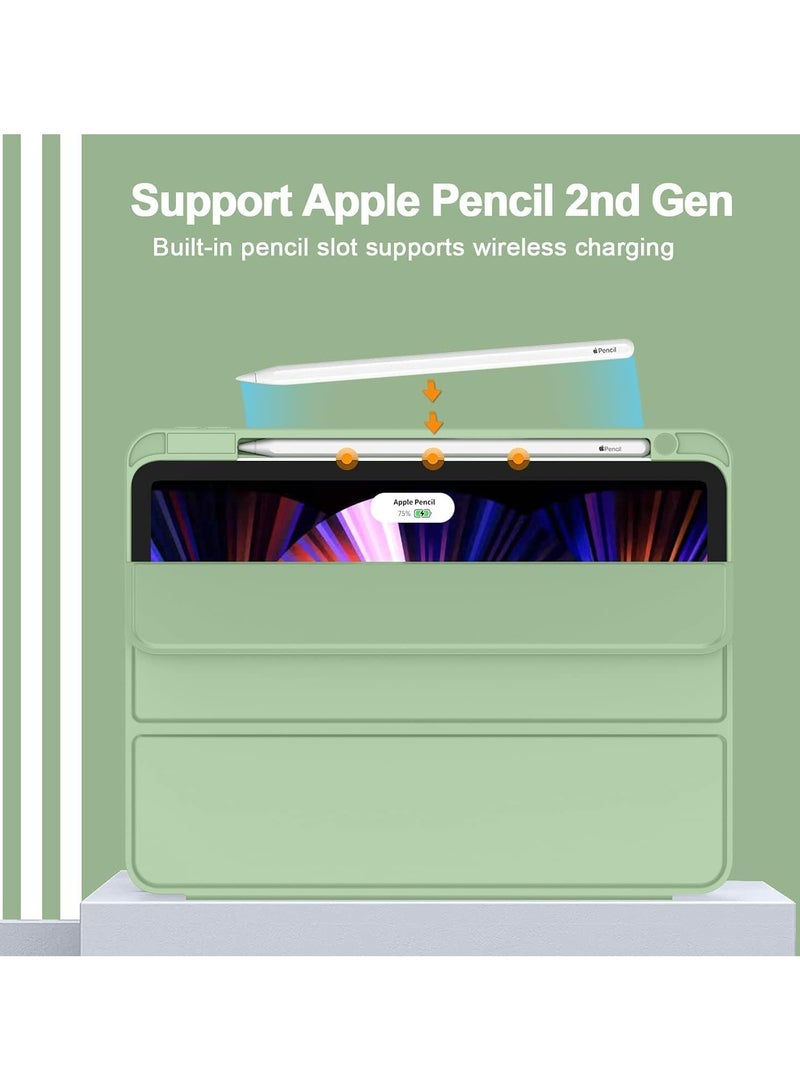 حافظة iPad Air الجيل الخامس 2022/حافظة iPad Air الجيل الرابع 2020 مقاس 10.9 بوصة حافظة ثلاثية الطي مع حامل أقلام لجهاز iPad Air 5/4 (أخضر نعناعي) - Image 5