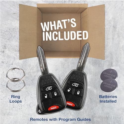 KeylessOption 2X KeylessOption Key Fob for 2004 2005 2006 2007 2008 2009 2010 2011 2012 2013 2014 2015 2016 Chrysler 300 Dodge Durango Ram Jeep Cherokee Remote, 4-Button OHT692427AA, Programming Guide Included - Image 2