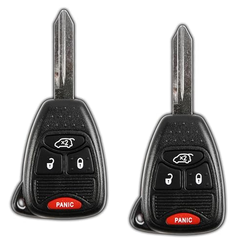 KeylessOption 2X KeylessOption Key Fob for 2004 2005 2006 2007 2008 2009 2010 2011 2012 2013 2014 2015 2016 Chrysler 300 Dodge Durango Ram Jeep Cherokee Remote, 4-Button OHT692427AA, Programming Guide Included - Image 1