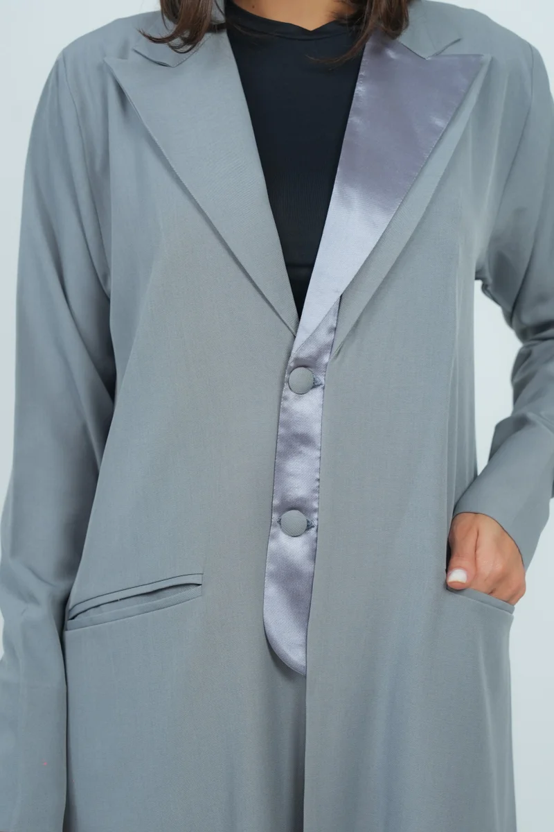 Rosette Abaya Blazer with collar Design long sleeves