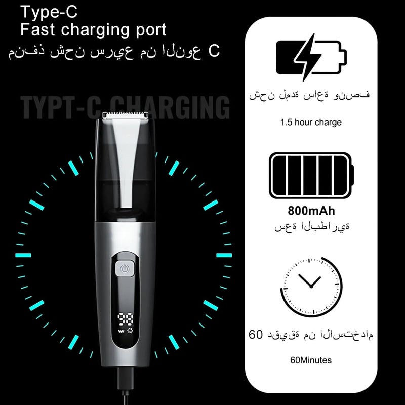 Vacuum Beard Trimmer for Men with 95% Hair Suction, Professional Hair Clipper and Grooming Kit, 20 Adjustable Lengths, IPX7 Waterproof Cordless Razor for Clean Bathroom Sink & Precision Styling - Image 4