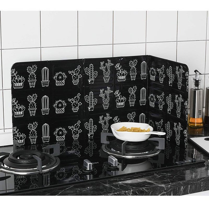 1PC Aluminium Foil Oil Splatter Guard Foldable Gas Stove Splash Baffle Kitchen Gadgets Cooking Accessories (Cactus) - Image 4