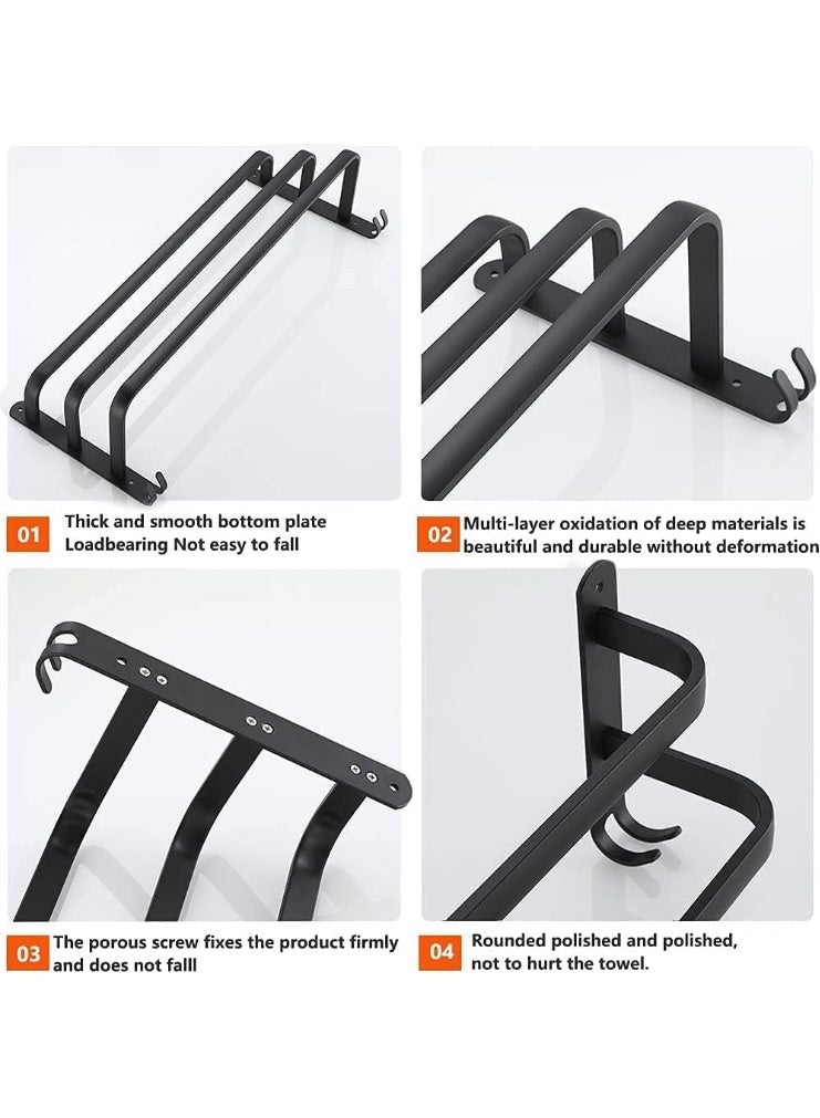 3-Tier Towel Bar,Wall Mounted Bath Towel Rack,Bathroom Storage Shelf 24-Inch Towel Holder Towel Rail Towel Hanger - Image 5