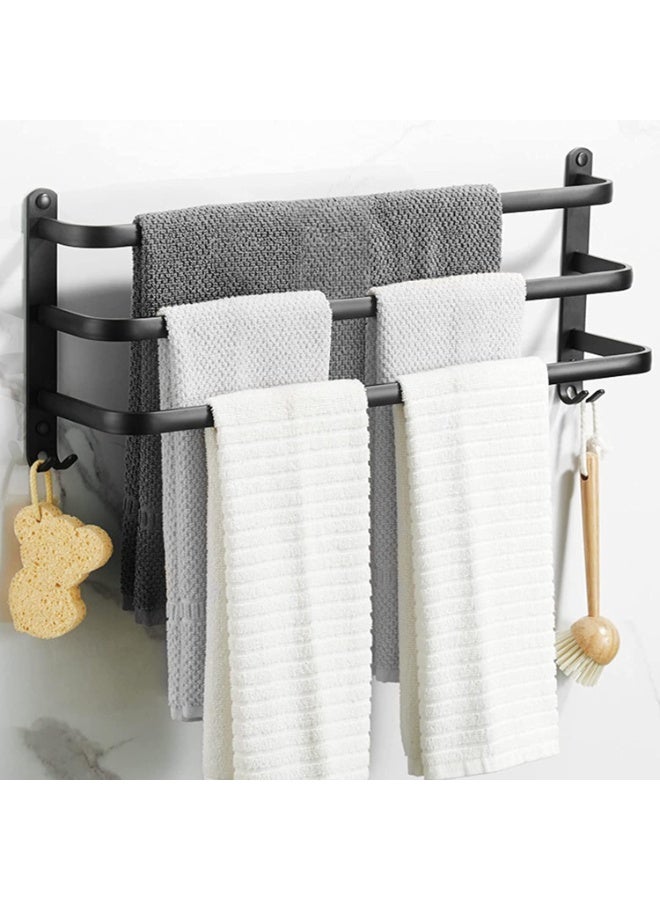 3-Tier Towel Bar,Wall Mounted Bath Towel Rack,Bathroom Storage Shelf 24-Inch Towel Holder Towel Rail Towel Hanger - Image 1