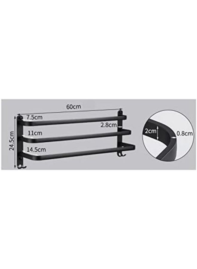 3-Tier Towel Bar,Wall Mounted Bath Towel Rack,Bathroom Storage Shelf 24-Inch Towel Holder Towel Rail Towel Hanger - Image 3