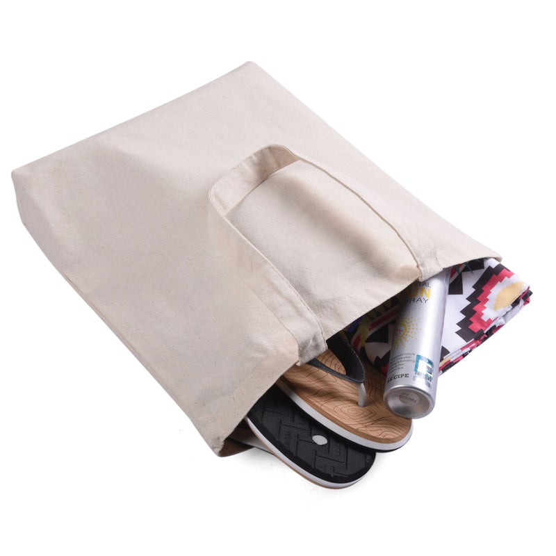 BagzDepot Set of 20 - Bulk Natural Cotton Canvas Tote Bags with Bottom Gusset, Strong 100 Percent Canvas Tote Bag Wholesale Art and Craft Reusable Grocery Tote Bags - ivory - Image 3