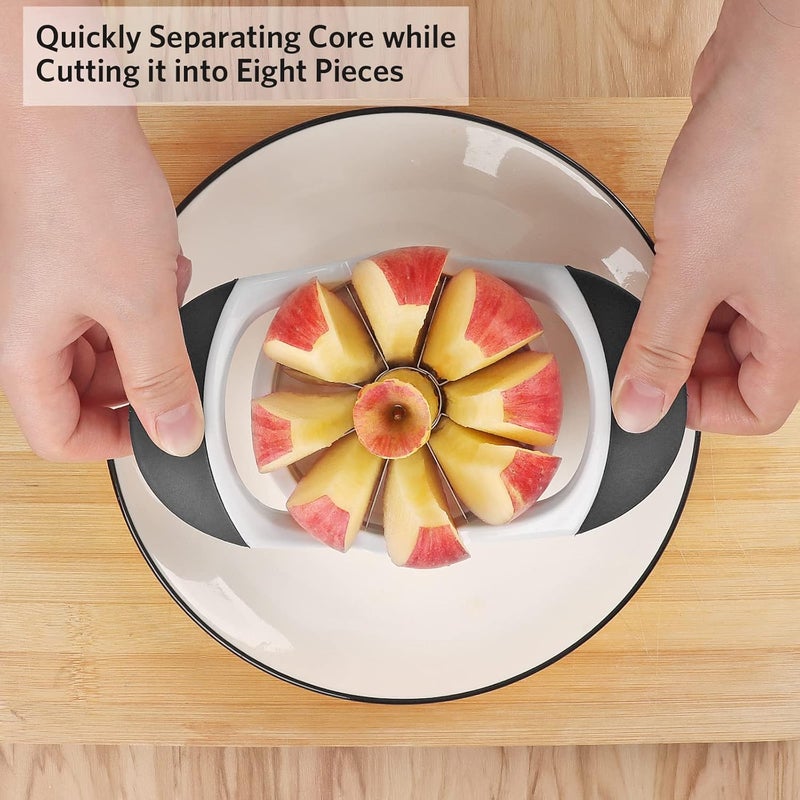 Asdirne Apple Slicer & Corer Set, Apple Cutter and Fruit Slicer with Sharp Stainless Steel Blades and Ergonomic Non-Slip Handles, Ideal for Cutting a Wide Range of Fruits, Black - Image 2