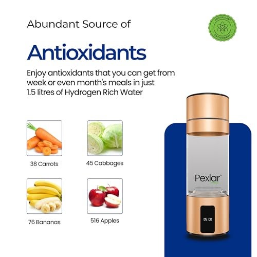 Pexlar HYDROGEN WATER Bottle | 2 Cycle | 1 Year Warranty | SPE-PEM Technology - Platinum Titanium plates | No Chlorine No Ozone Mixing | H2 > 5000 PPB | -ORP -750 mv| Purity 99.9% H2 - Image 3