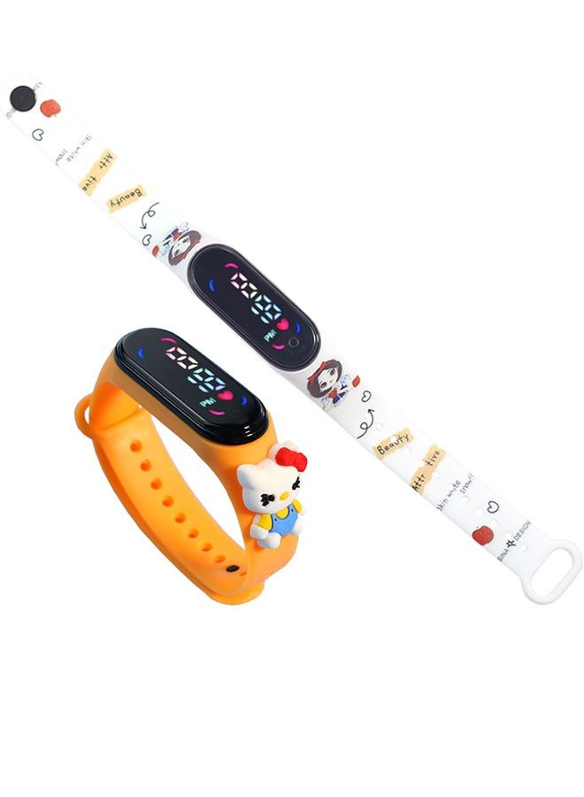 2 Pieces M7 Cartoon Kids LED Electronic Waterproof Touch Watch