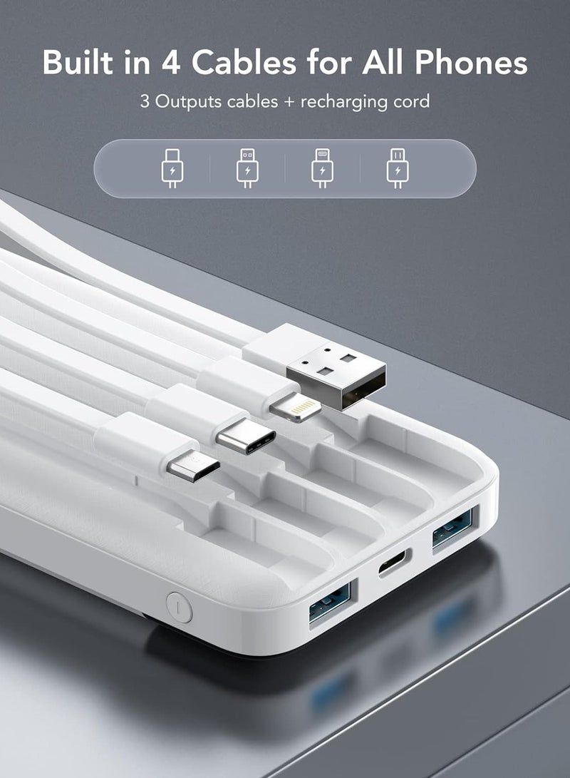 general Portable Charger with Built in Cables, Portable Charger with Cords Wires Slim 10000mAh Travel Battery Pack 6 Outputs 3 Inputs 3A Fast Charging Power Bank for Samsung Google Pixel LG Moto iPhone iPad - Image 2